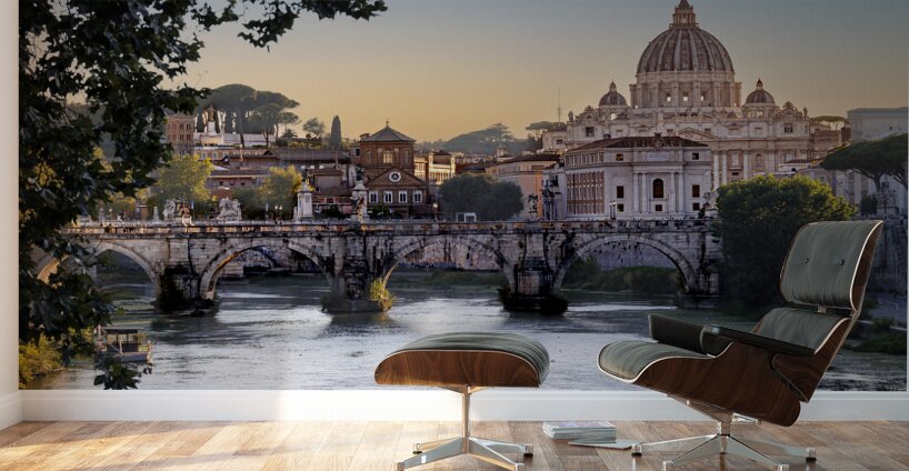 Rome ST Peters Basilica Night Sunset Wall Murals