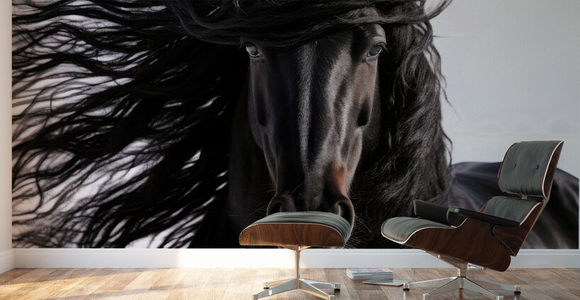 Friesian Black Horse - Mane Attraction Wall Murals