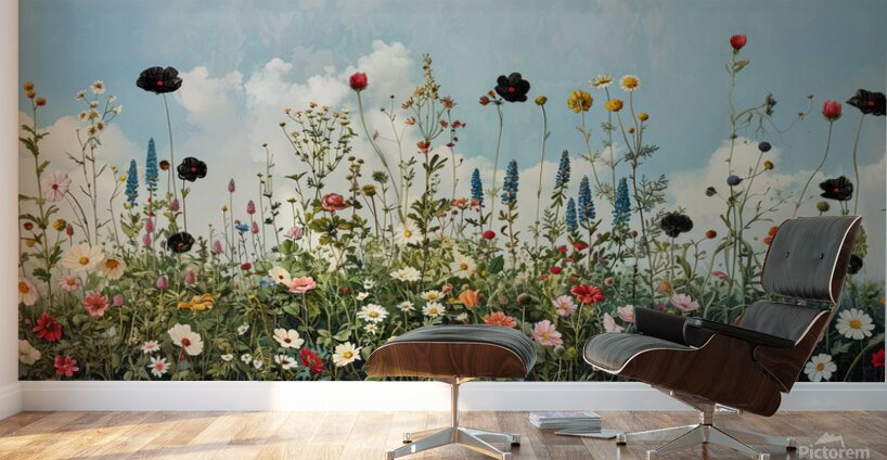 Blue Sky Flower Garden Wall Murals