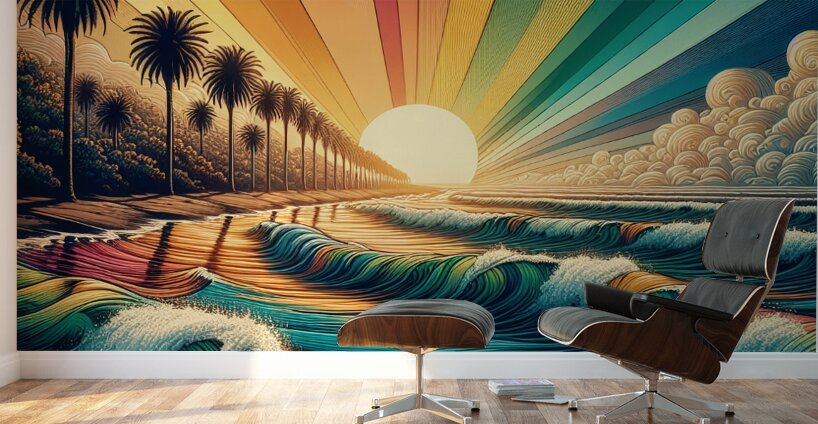 Sunset Stripes Wall Murals