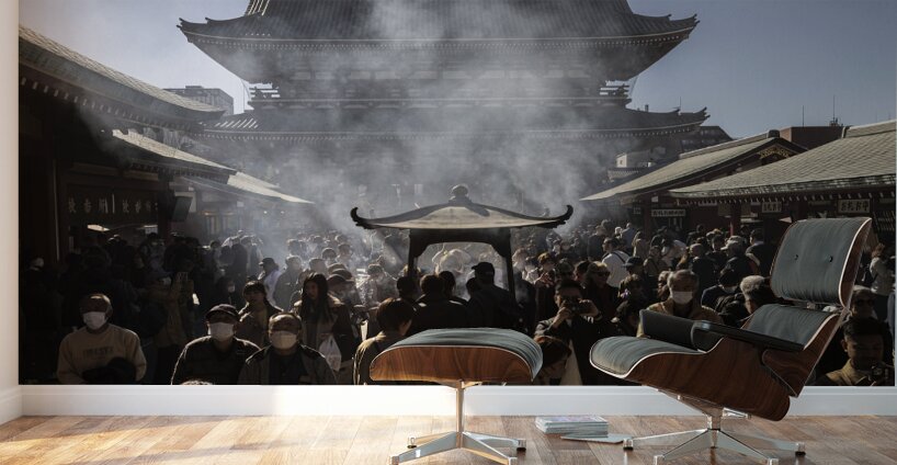 tourists visit the Senso Ji temple Wall Murals