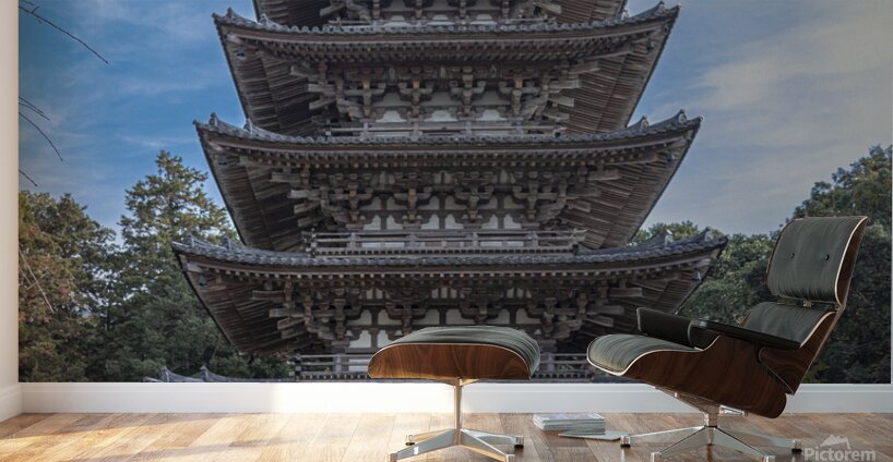Five-storey pagoda of Daigo-ji Temple and monks  Wall Murals