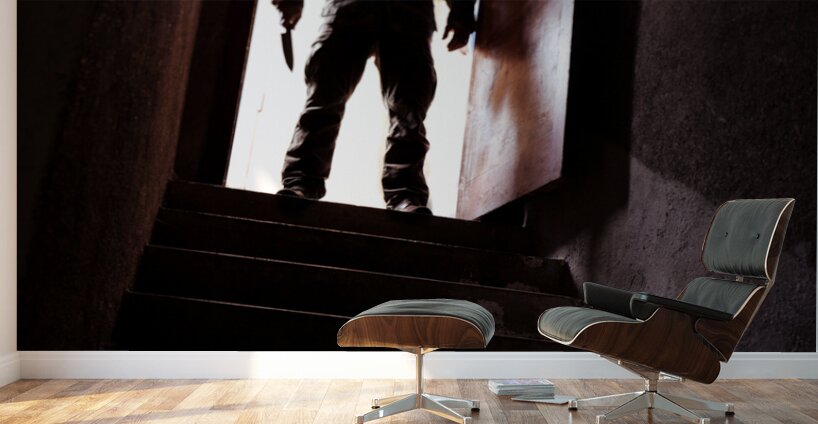 killer and stair Wall Murals