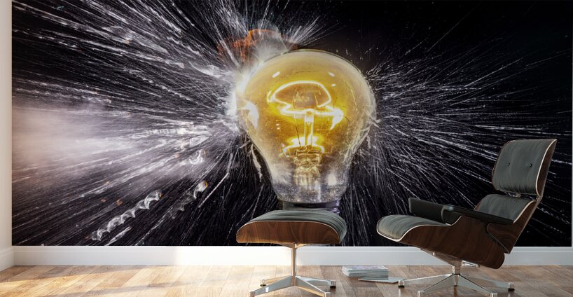 electric bulb breaks with shrapnel scattering quickly Wall Murals