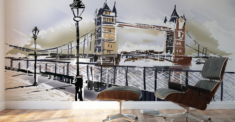 Fine art drawing The Tower Bridge in London UK Wall Murals