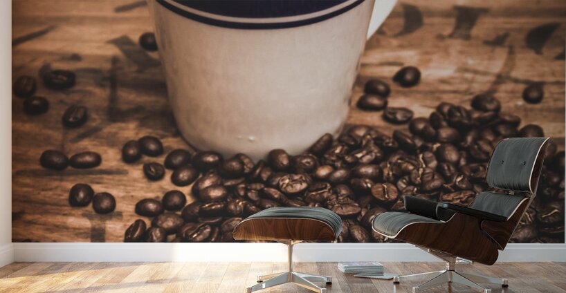 Coffee shop cup and beans Wall Murals