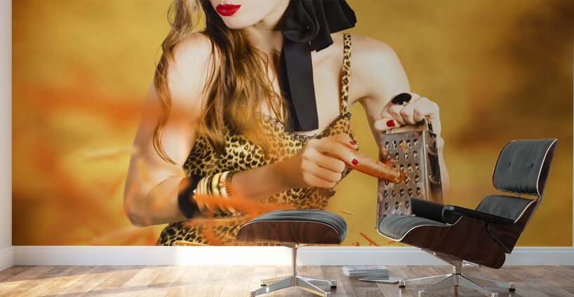 Housewife grating carrots Wall Murals