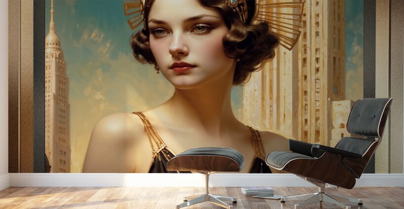 A Vision Of Art Deco Elegance Captivating AI Concept Art by Xzendor7 Wall Murals