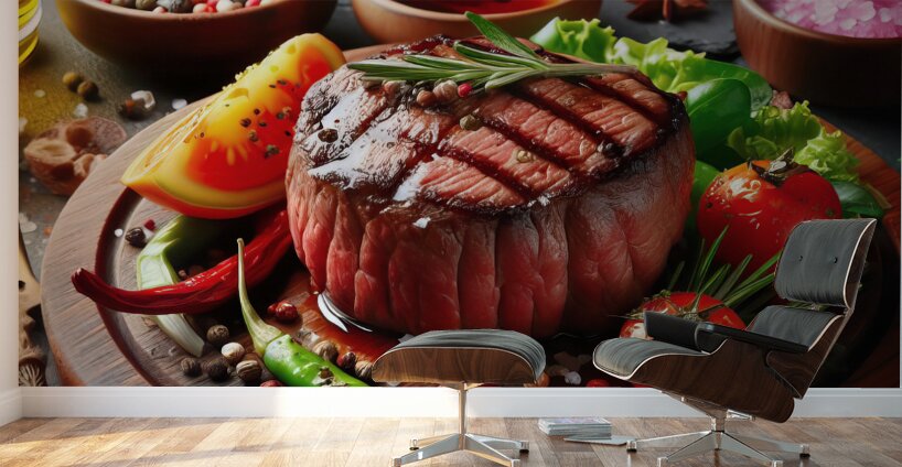 Beef fillet with vegetable garnish 4 Wall Murals