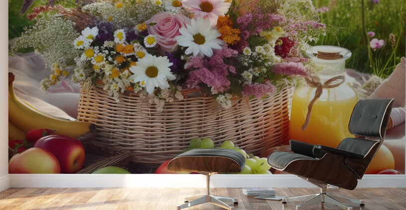 picnic basket in the countryside 8 Wall Murals