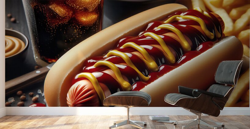 hot dog fast fat american meat food sausage hot b 1714338577.824 Wall Murals
