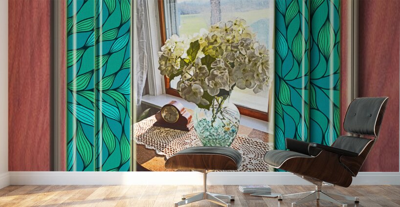 Hydrangeas in Window TF 14 x 16 Wall Murals