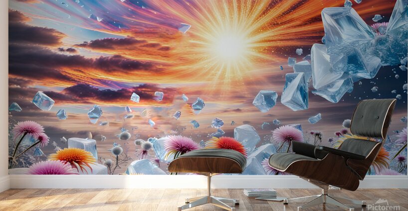 Flower Sunset  Wall Murals