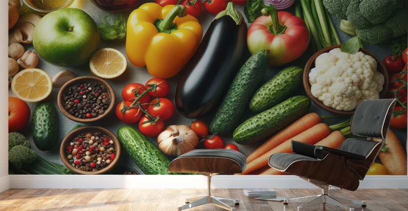 Health food for fitness concept with fruit vegeta 1714505635.5503 Wall Murals