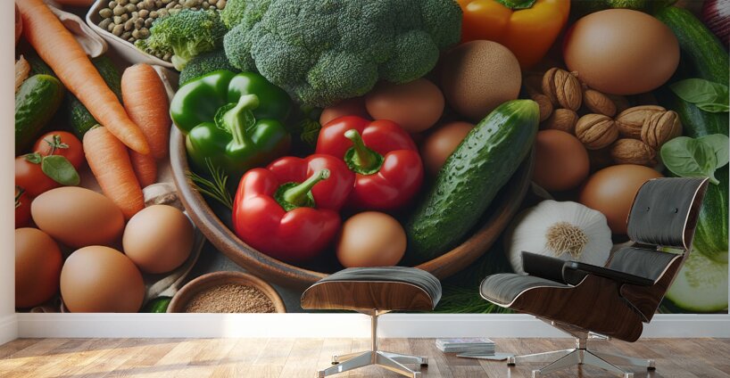 Health food for fitness concept with fruit vegeta 1714505625.2271 Wall Murals