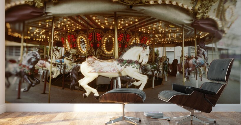 Carousel horses in amusement park Seattle Center Queen Anne Hill Washington USA 120959 Wall Murals