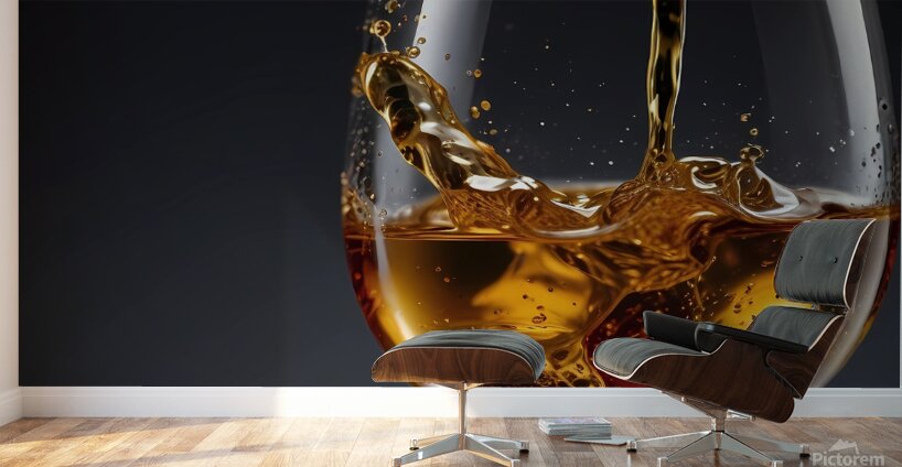 Default Closeup of a glass of Fine alcohol before Wall Murals