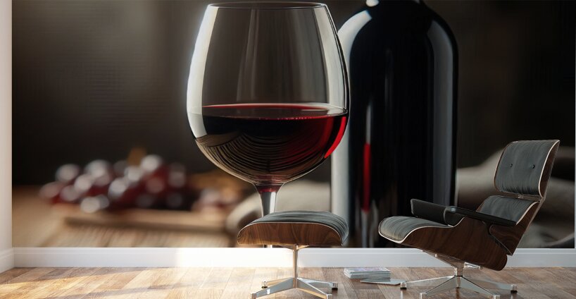 bottle of wine and a full glass 15 Wall Murals