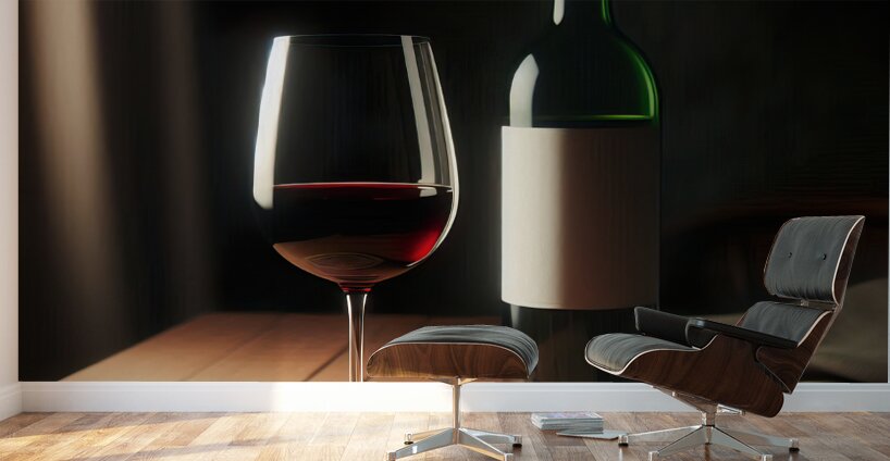 bottle of wine and a full glass 13 Wall Murals