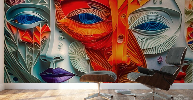 Abstract Women faces 4 Wall Murals