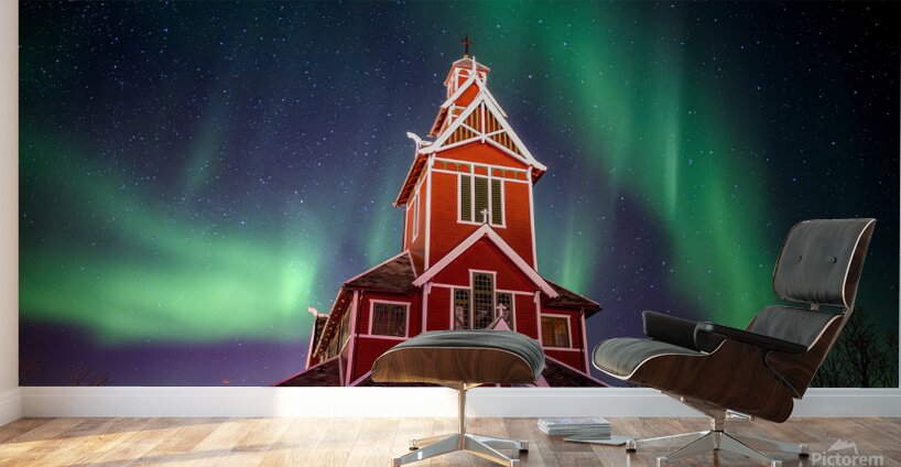 Northern Lights over Buknes Church Wall Murals