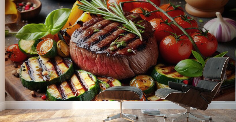 Succulent and juicy portions of grilled steak ser 1715096750.6025 Wall Murals