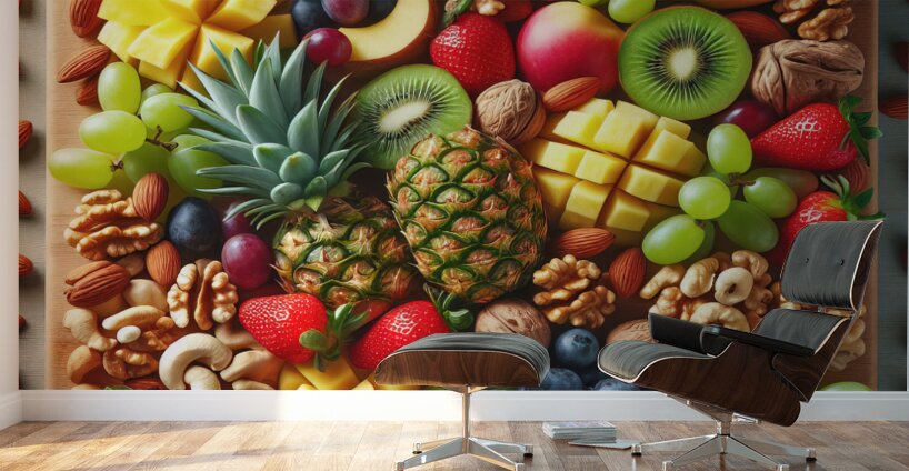 Fresh healthy fruits balanced diet kiwi pineapple 1715272362.9766 Wall Murals