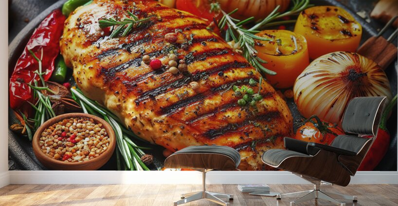 chicken fillet with vegetables vegetable garnish Wall Murals