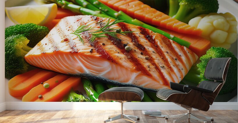 Norwegian salmon salmon with vegetables salmon wi Wall Murals