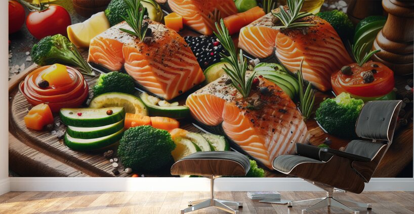 Norwegian salmon salmon with vegetables salmon wi 1715427452.5385 Wall Murals