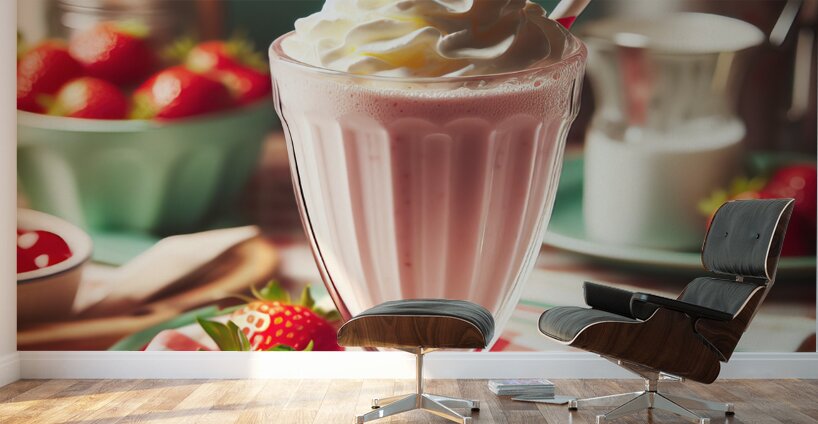 Strawberry milkshake 23 Wall Murals