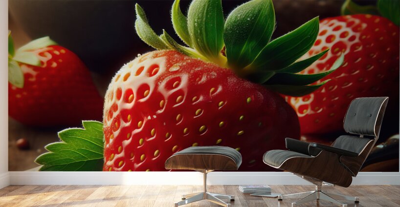 Strawberries studio lighting 9 Wall Murals