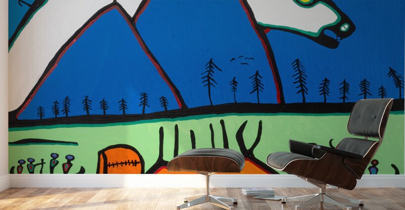 Shaman Grandfather Telling Stories of the Giant Bear -  archival museum print Wall Murals