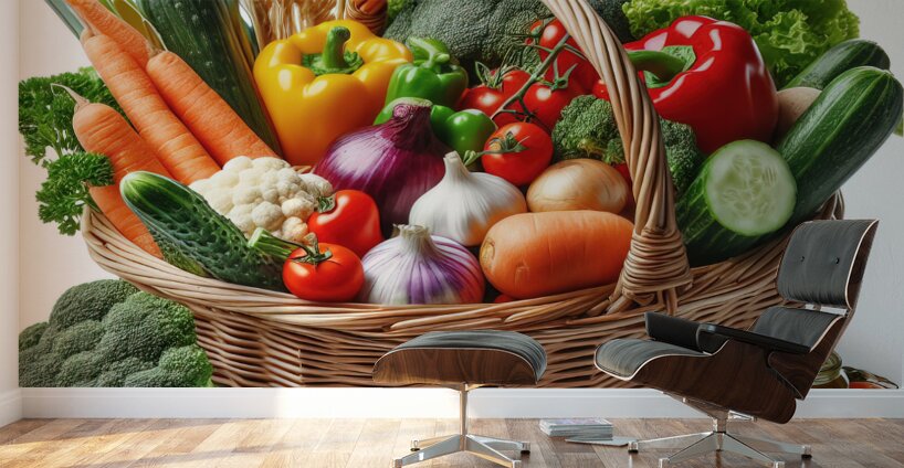 Basket with various fresh vegetables 6 Wall Murals