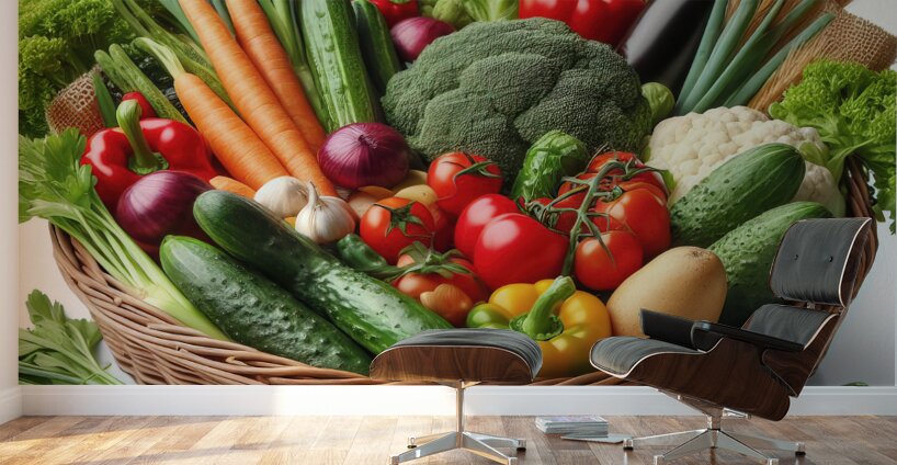 Basket with various fresh vegetables 5 Wall Murals