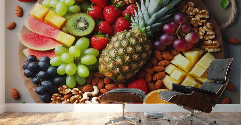 Assorted nuts background. Mix of walnuts almonds Wall Murals