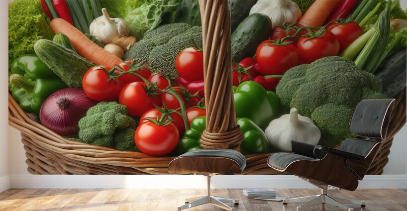 Basket with various fresh vegetables 2 Wall Murals