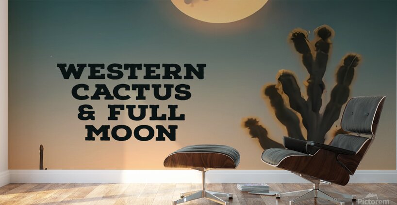 WESTERN CACTUS & FULL MOON Wall Murals