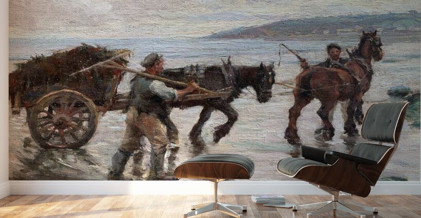 HAROLD HARVEY 1874 1941 SEAWEED GATHERERS ON NEWL Wall Murals