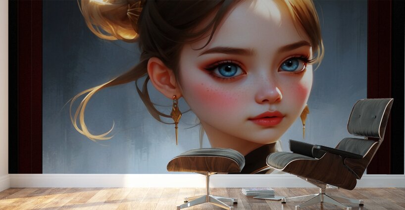 Shes A Doll Captivating AI Concept Art Portrait By Xzendor7 Wall Murals