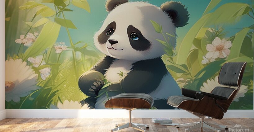 An animestyle digital illustration a baby panda 8 Wall Murals