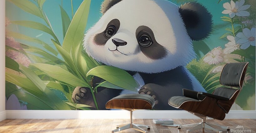 An animestyle digital illustration a baby panda 11 Wall Murals