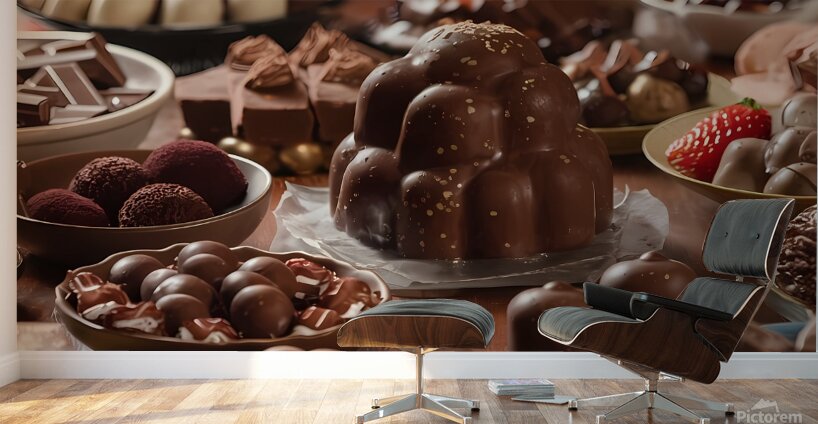 a mouthwatering display of various chocolate deli Wall Murals