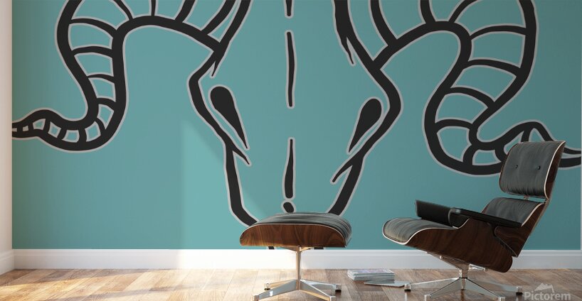 Goat skull head black Wall Murals