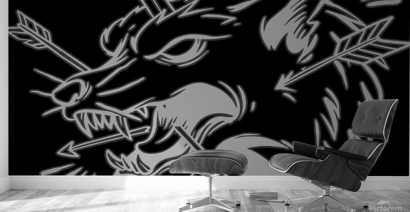 Wolf hand drawing illustration white Wall Murals