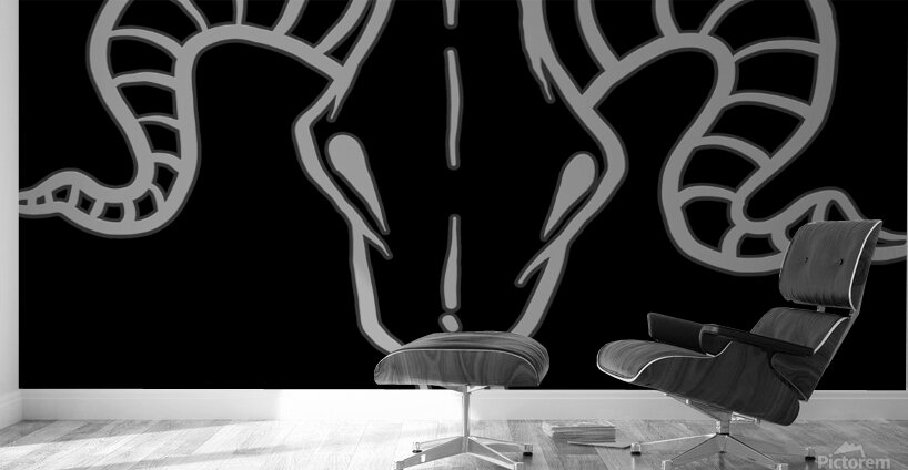 Goat skull head white Wall Murals