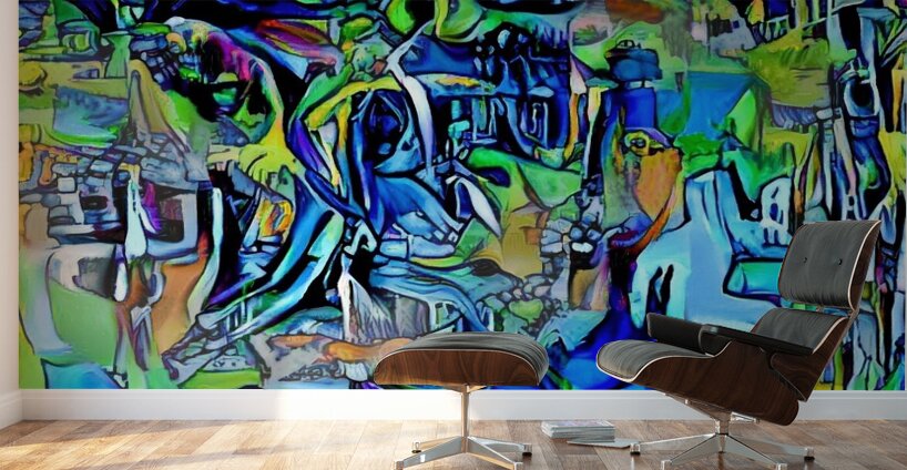 Abstract Odyssey: A Journey Through Blue Realms Wall Murals