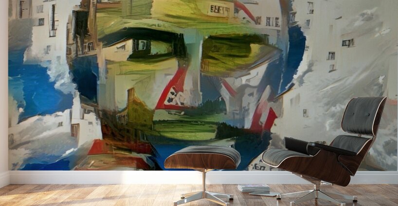 Urban Portrait: Fragmented Cityscape Wall Murals