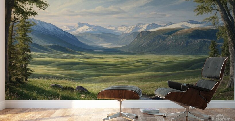 a stunning hyper realistic landscape mural featur Wall Murals