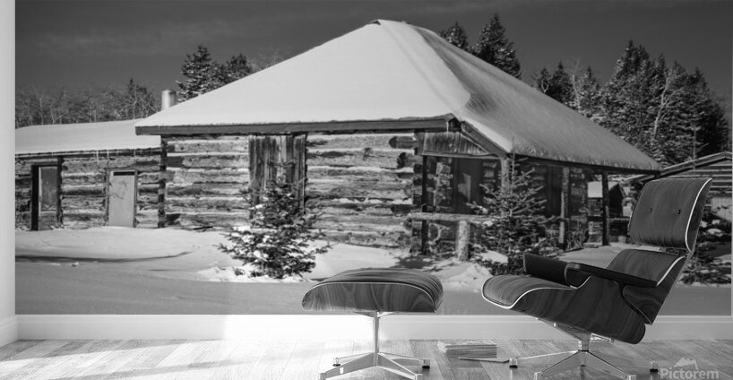 Winter Log Building Wall Murals